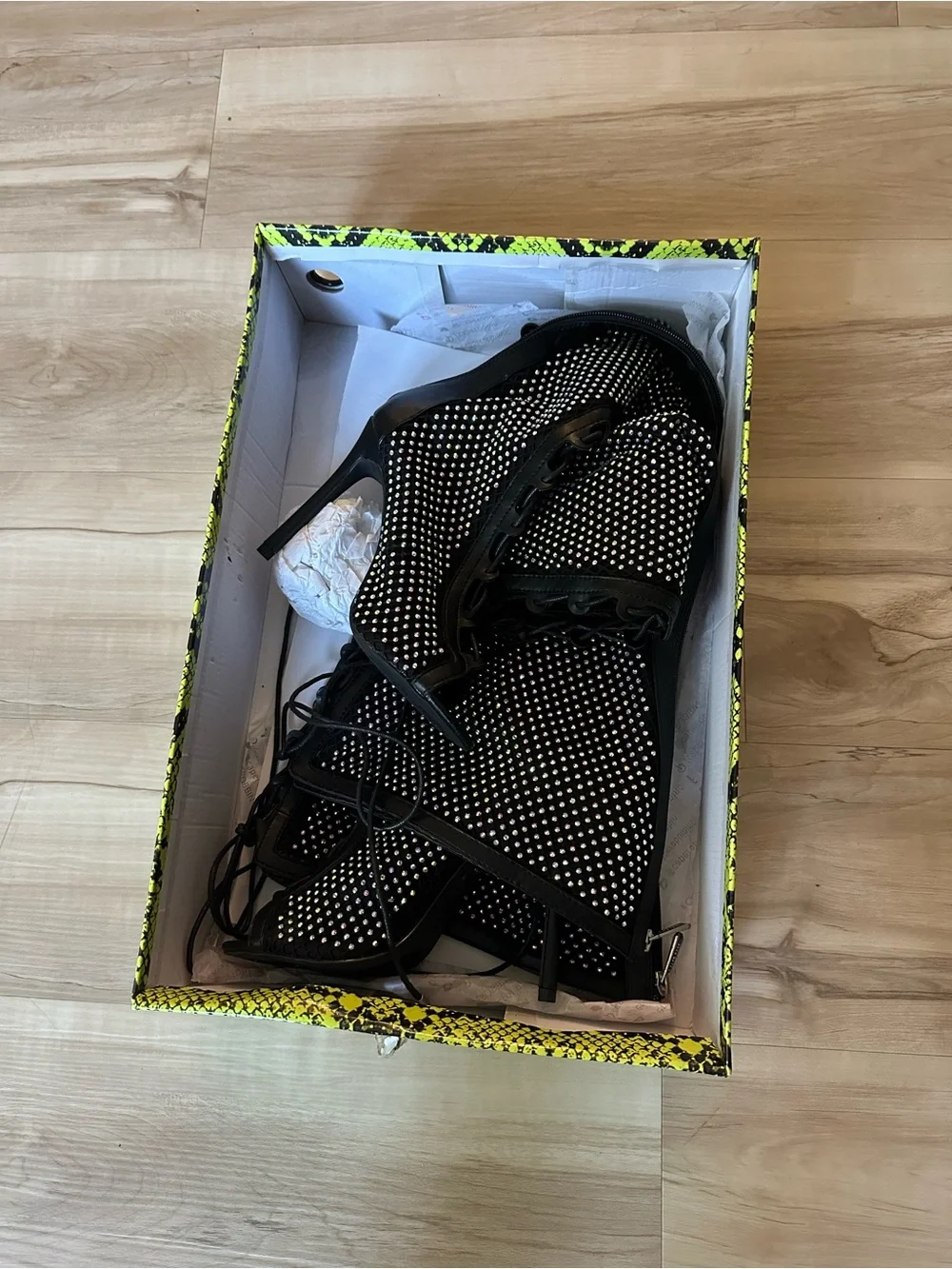 Unbranded Black Rhinestone Lace-Up Over-The-Knee Stiletto Boots! Brand New!